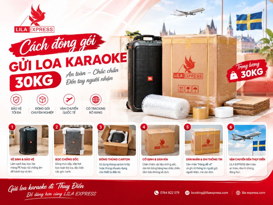 Nhà Lila Đóng Gói Gửi Loa Karaoke 30kg Sang Châu Âu