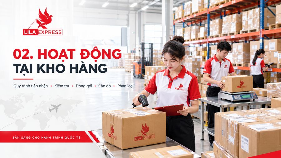 HOẠT ĐỘNG TẠI KHO HÀNG LILA EXPRESS: CHUẨN HÓA QUY TRÌNH, NÂNG CAO NĂNG LỰC VẬN CHUYỂN QUỐC TẾ